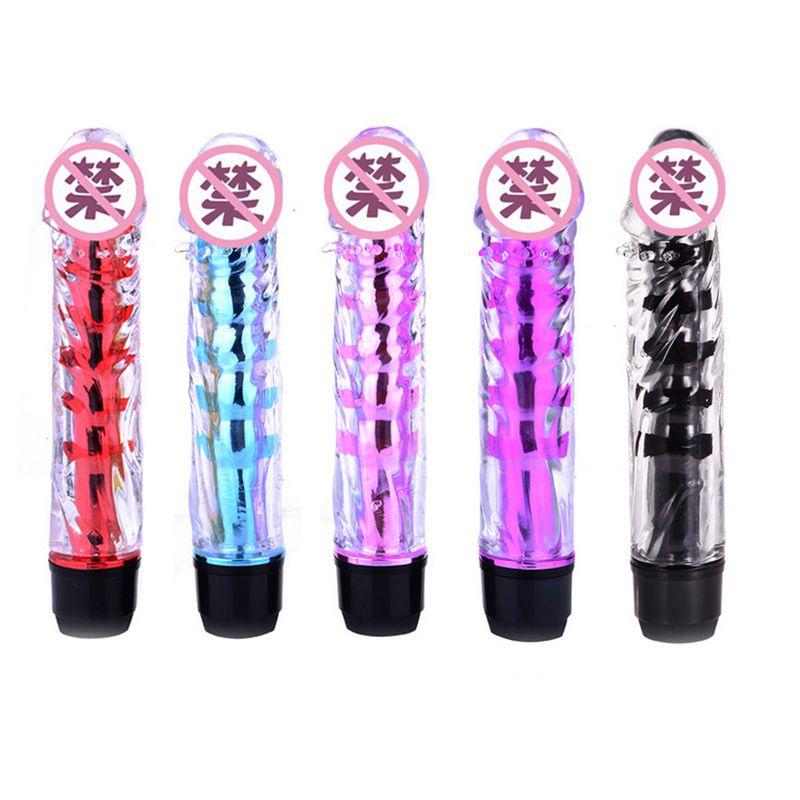 Crystal Jelly Silicone Vibrator Dildo Sex Toy 7 Inch Vibrator Massager Electric