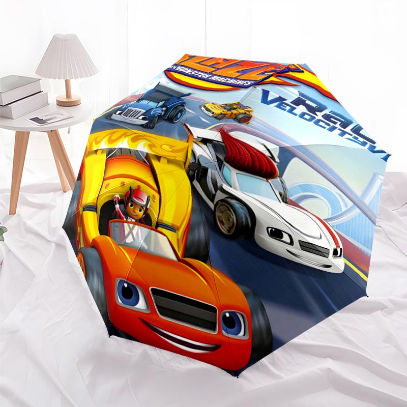 1pc Blaze and the Monster Machines (4) Umbrella, Sun Protection, And UV Shielding. It Has Eight Sturdy Ribs for Outdoor Use And Perfect Gift