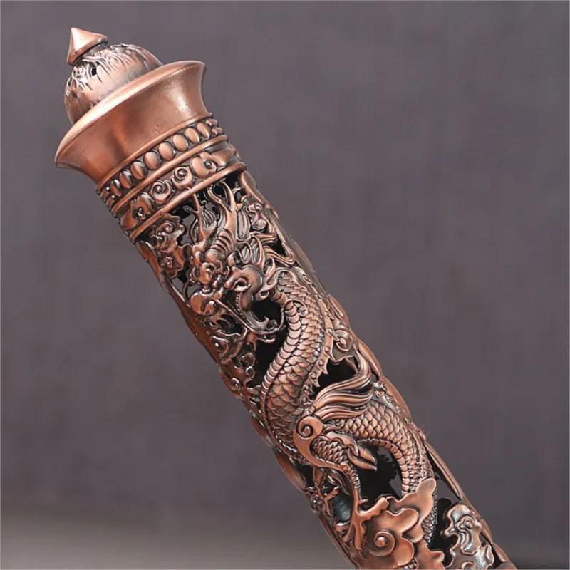 Retro Vertikaler Räuchergefäß Buddha Drachen Phönix Stil Säule Metall Räucherstäbchenhalter Heim Büro Räuchergefäß Dekoration