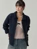 Sorry, Too Much Love Soft Memory Ribbon Crochet Cardigan_Navy