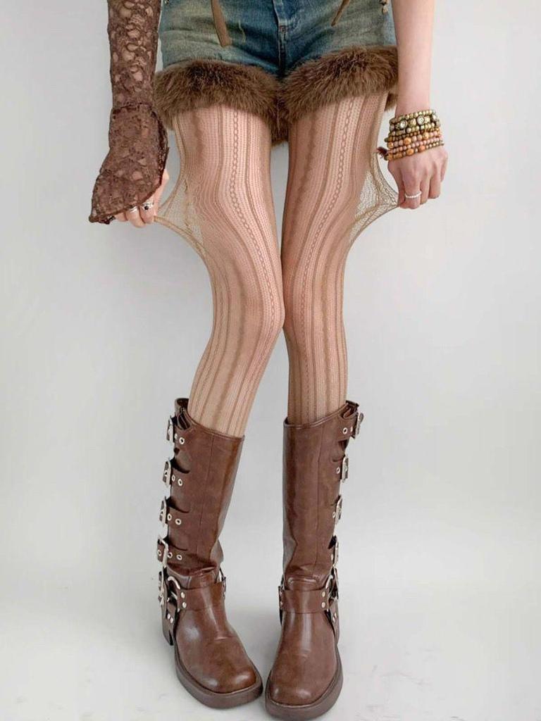 Spicy Y2K Cutout Lace Fishnet Stockings - Spring/Summer