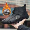 Brand Men High Top Boots Men's Leather Shoes Winter Fashion Plush Warm Outdoor Sneakers Non-Slip Zipper Driving Shoes Big Size48