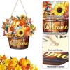 Fall Door Sign Wooden Autumn Pumpkins Door Hangers Maple Wall Decors for Outdoor Porch Wall Fall Harvest Hanging Decorations