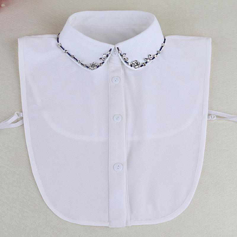 Korean Style Women s Blue Beaded Floral Decorative Collar Sweater