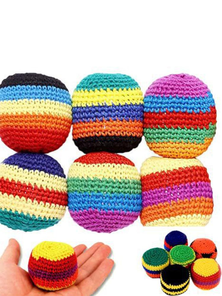 1/6Pcs Handmade Knitted Hacky Sack, Upgraded Crochet Footbag Juggling Balls, Geometric Pattern For Adults Beginners