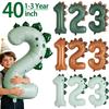 40Inch Dinosaur Digital Balloons Boy Girl 1st Jungle Birthday Party Decoration Cartoon 1-3 Year Old Kids Number Foil Balloon