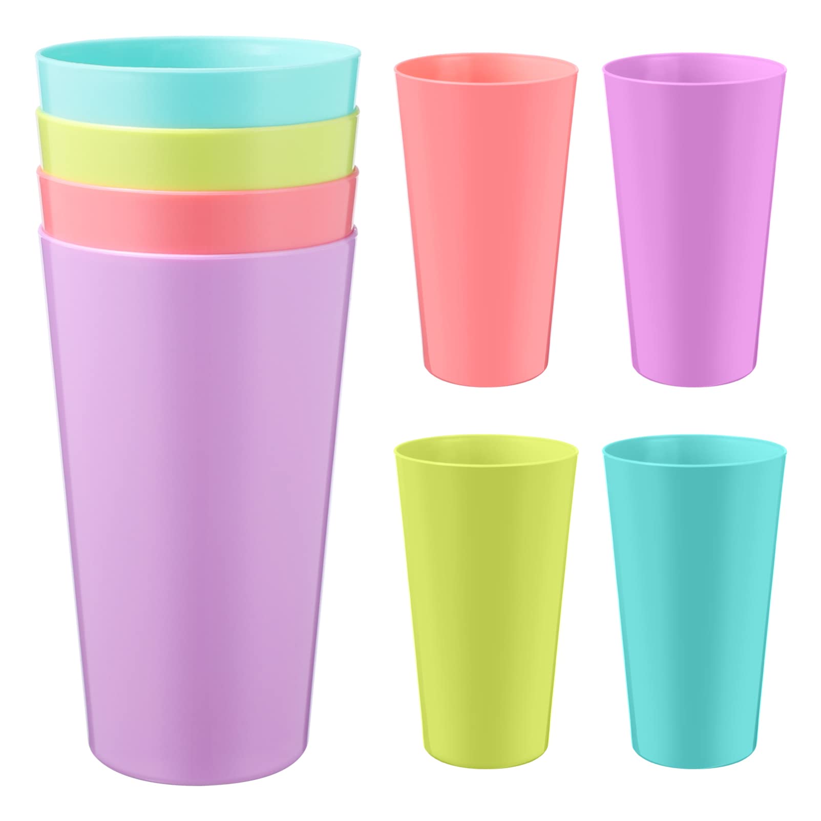 

TOYMYTOY Unbreakable Plastic Cups, Multicolored, Dishwasher Safe, 500ml, Set of 8, Perfect for Kindergarten, School, and Camping