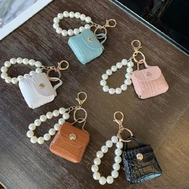 Mini Pearls Bag Keychain Leathers Material for Car Keys Coins Lipstick Earphones