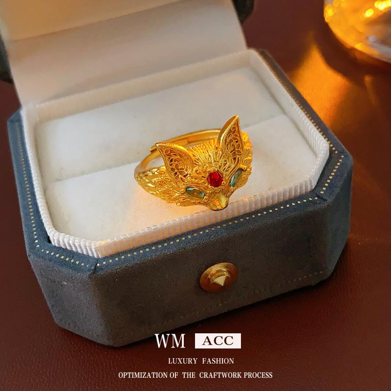 Female New Chinese Style National High End Exquisite Fox Opening Ring