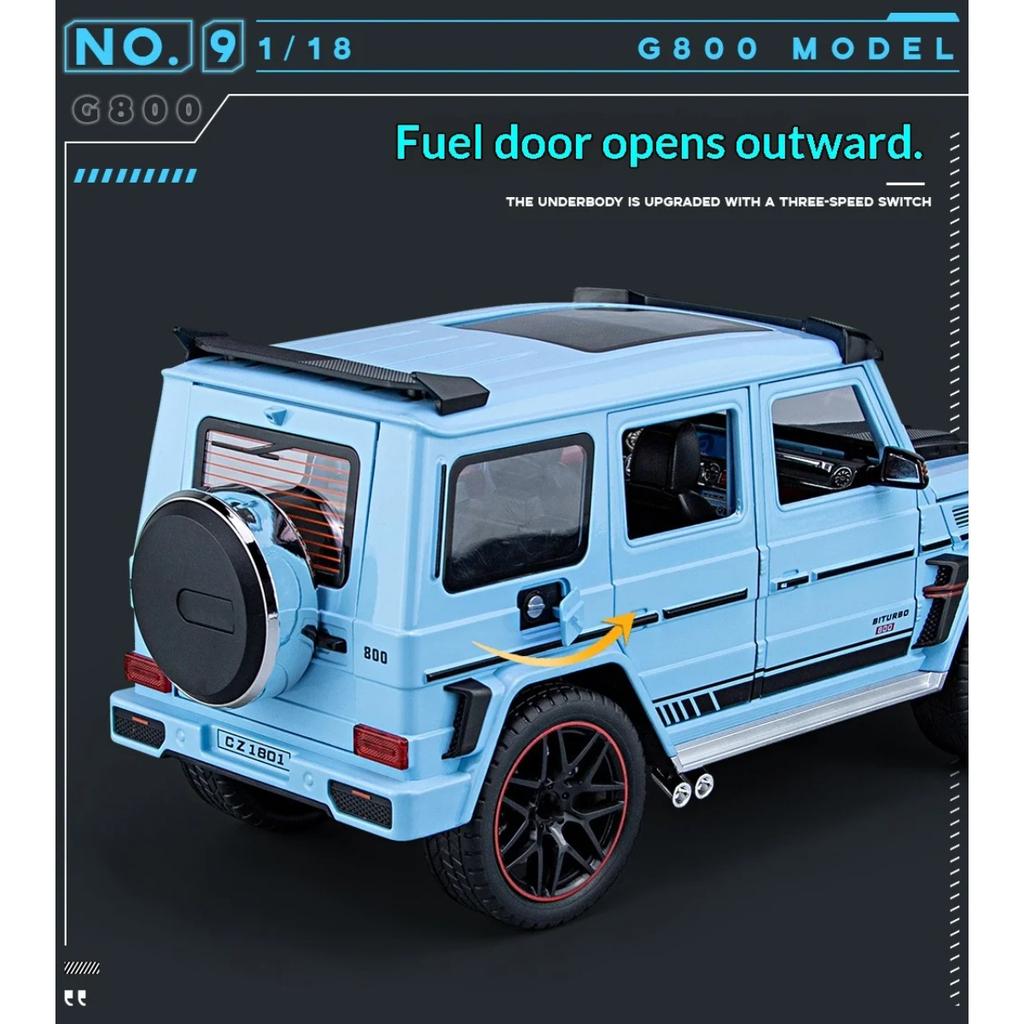 Large 1/18 Sacle Benz G800 Off Road SUV Alloy Metal Diecast Model Car Sound & Light Collectibles Ornaments Birthday Gift Friend