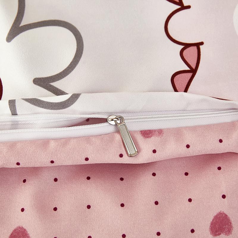 Kawaii Cartoon Dinosaur Duvet Cover Twin Queen Botanical Floral Bedding Set Pink Strawberry Comforter Cover with 2 Pillow Sham