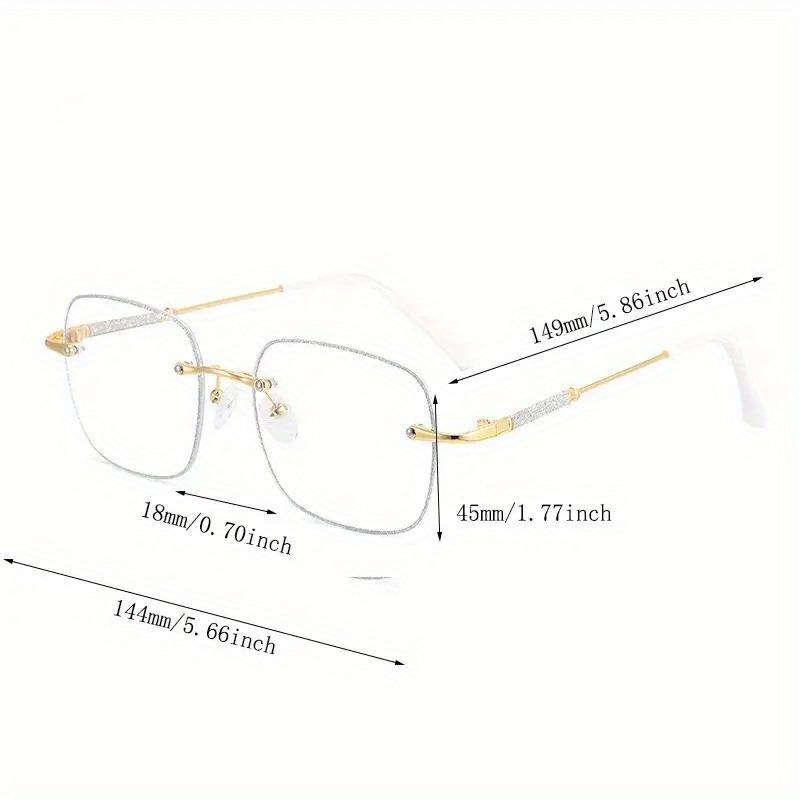 2pcs Vintage Art Metal Frame Glasses Elegant Frameless Blue Light Blocking Glasses Suitable for Men and Women