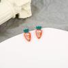 925 Silver Korean Cute Cartoon Carrot Stud Earrings - Elegant, Simple, Small, Exquisite, Girly Accessories