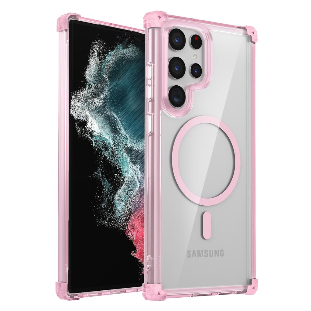 For Samsung Galaxy S22 Ultra 5G Magnetic Case TPU+PC Clear Phone Cover