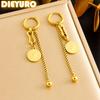 DIEYURO 316L Stainless Steel Gold Round Portrait Coin Tassels Earrings For Women Fashion New Trend Ear Buckle Jewelry Gift