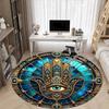 1pc StainedGlass Mandala Office Round Area Rug, Indoor Mat Suitable For Office, Under Office Chairs Bedroom Living Room Home Decor, Room Deco