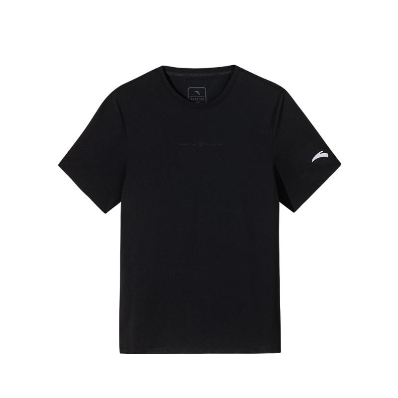

Anta Comfortable Simple Solid Color Round Neck Pullover Breathable Sports Short Sleeve T-Shirt Men Tops Basic-Black 952527115-4 S