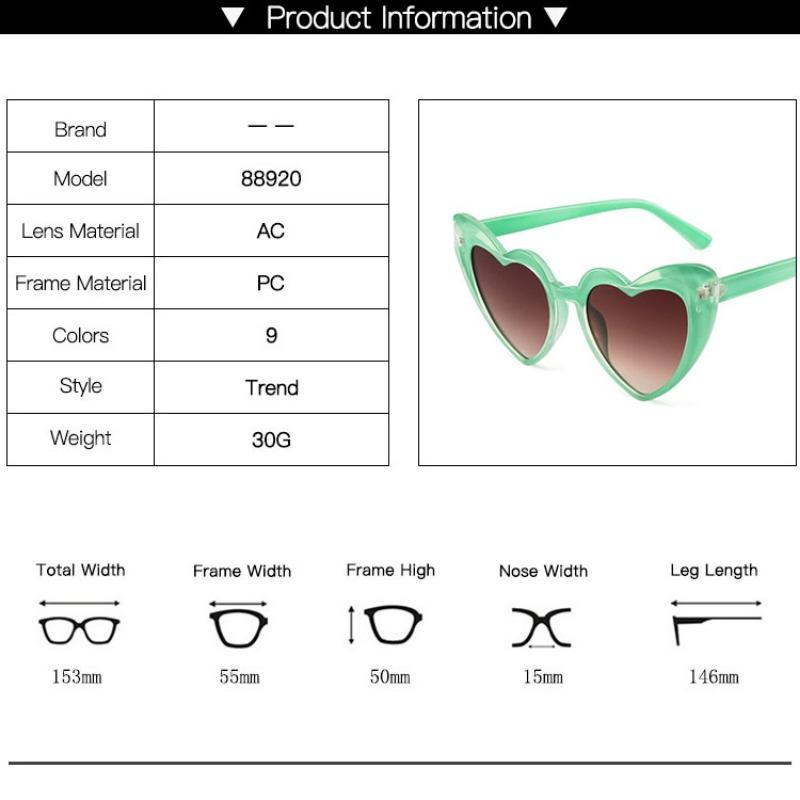 non-polarized Fashion Party Cute Heart Shaped Sunglasses Women Vintage Retro Style Heart Cat Eye Sun Glasses