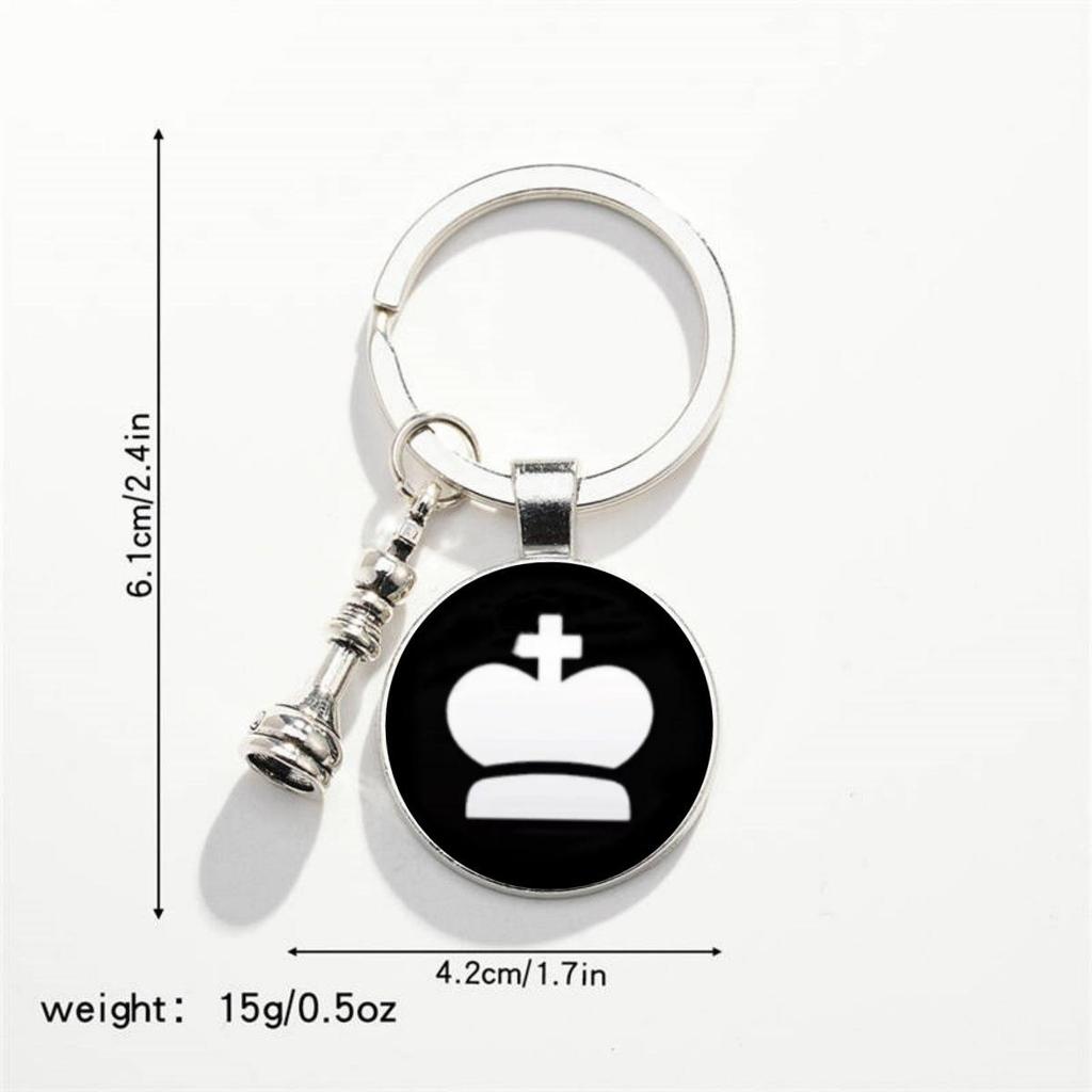 European Retro Electroplated Metal Chess Pendant Keychain