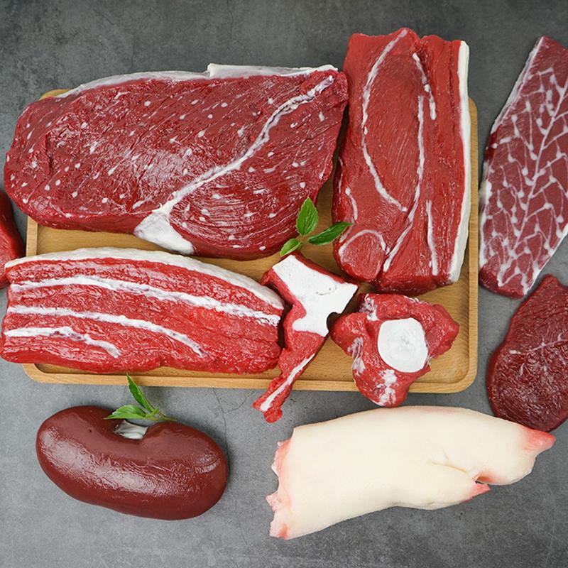 Simulation Meat Fake Food Plastic Artificial Beef Chops Lifelike Pork Steak Model Kitchen Market Restaurant Display Photography