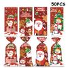 50 Pcs Merry Christmas Cellophane Bags With Twist Ties Xmas Clear Cello Candy Gift Bags New Year'S Eve Christmas Party Decoration