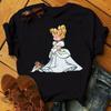 Disney Cartoon Princess Printed Women T-shirt Kawaii Graphic Printed T Shirt Summer Casual Short Sleeve Female Tops Tshirt Tees