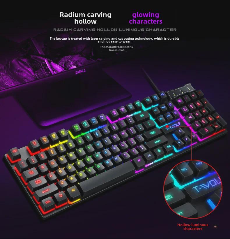 Thunder Wolf TF200 USB Wired Keyboard and Mouse Set - Mechanical Feel