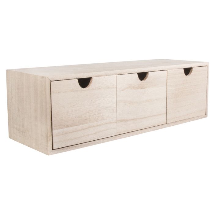 Commode en bois avec 3 tiroirs 37,5x13x11,5 cm