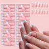 120 Pcs Press On Nails French Tip False Nails Almond Full Cover Stick on Nails Artificial Fingernails Manicures Supplies