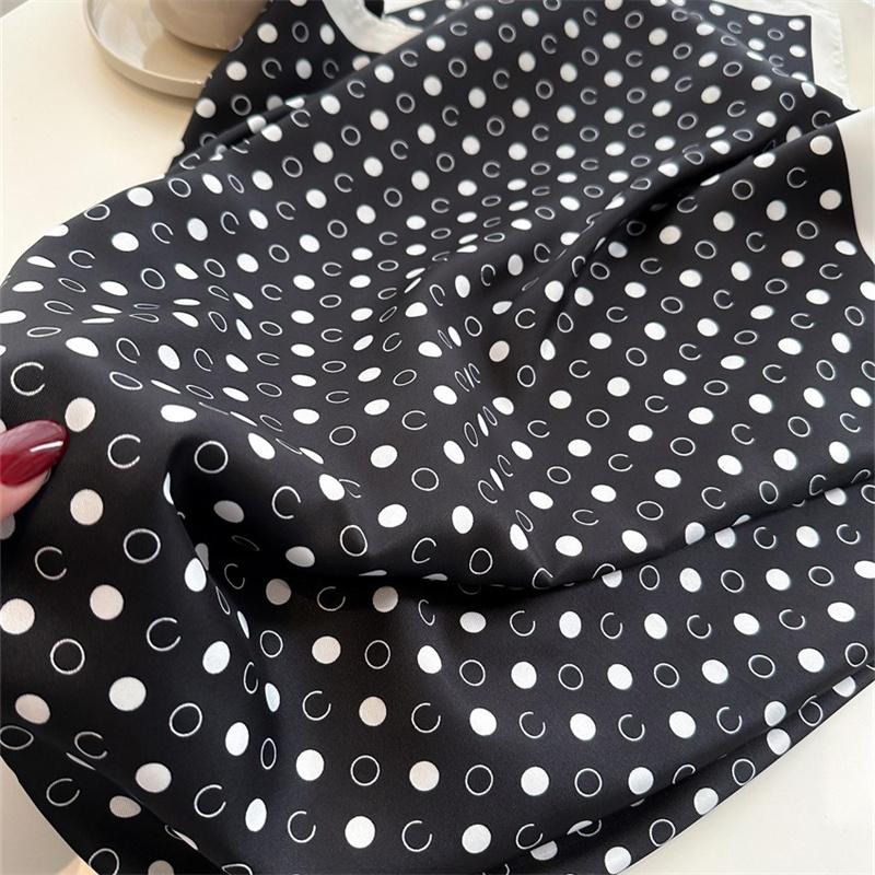 Luxury Korean Fashion Polka Dot Print Silk Scarf 90cm Twill Scarves Letter Circle Large Square Scarf New Shawl Headscarf