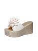 Thick-soled large flower muffin and slippers women's 2024 summer new high-heeled wedge heel large-size women's slippers