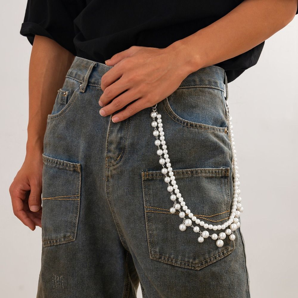 Tassel Pearl Waist Chain Zinc Zinc Zinc Alloy Tassel Jeans Chain Cool Punk Belt Chain Female