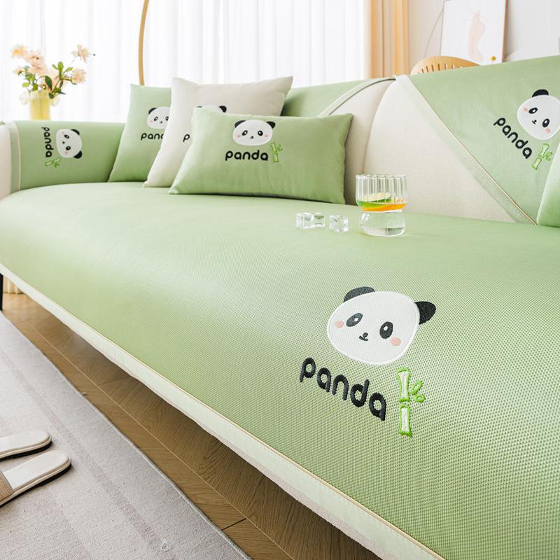 New Ice Silk Sofa Cushion, Summer Cartoon Sofa Mat, Fixed Non-Slip One-Piece Sofa Cushion