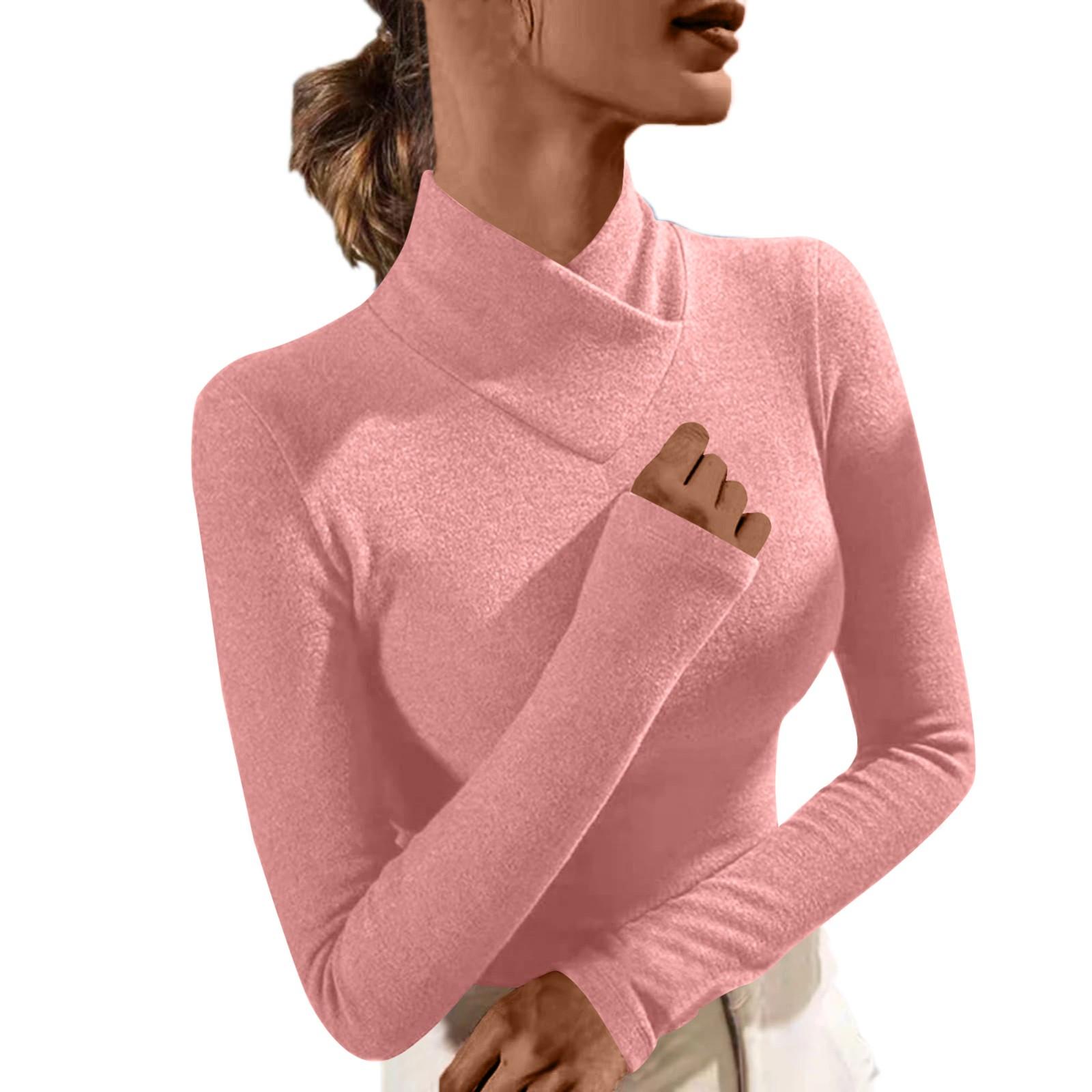 

Женский модный однотонный флисовый утолщенный топ с длинными рукавами XL розовый