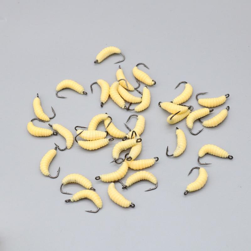 Set di Larve di Gomma Esca da Pesca con Amo - Esche Grub Versatili per Persico, Trota, Crappie, Bluegill, Ideale per la Pesca in Acqua Dolce