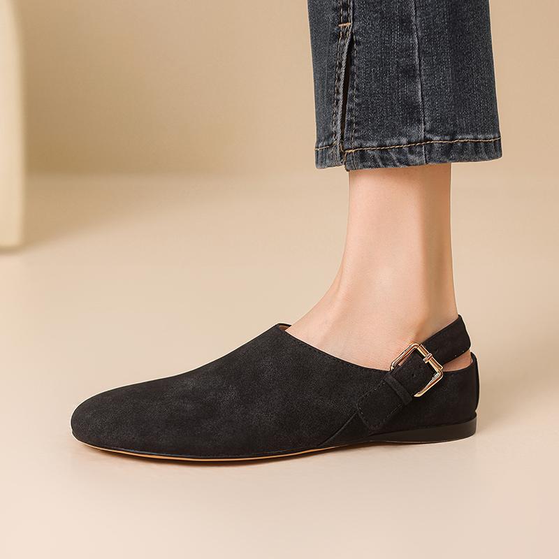 Krazing Pot Cow Suede Nubuck Summer Size 46 Size 45 Leisure Shoes Women Round Toe European Design Flats