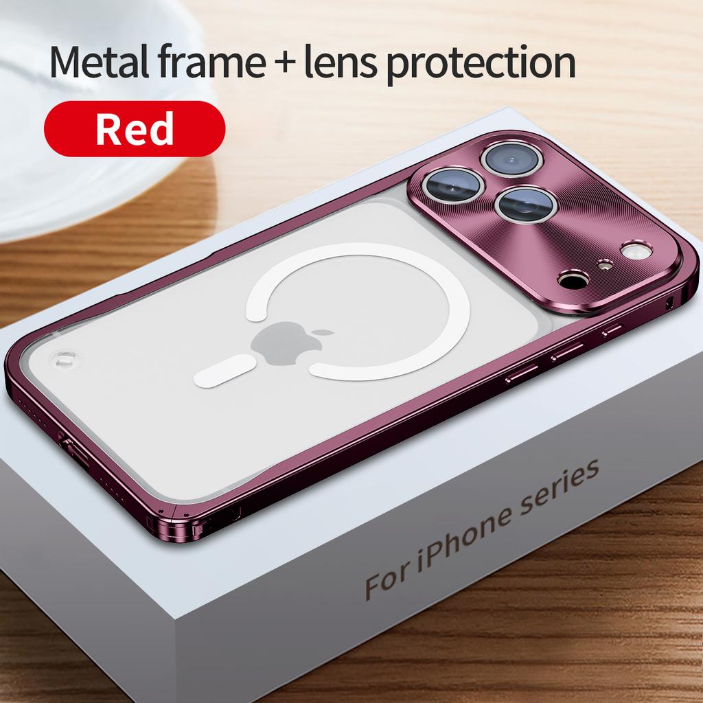 Magnetischer Metallrahmen Handyhülle Für 17 18 Pro Max Aluminium Schnalle Handyhülle Für Magsafe Mattes PC Rückseiten Schale