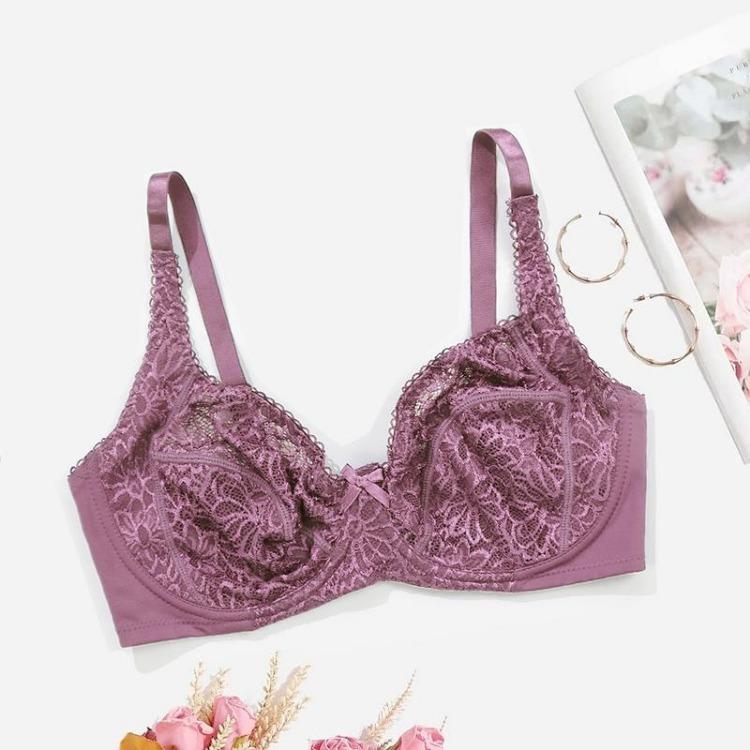 Plus Size Lace Bralette Women Thin Brassiere with Wire No Foam Pad 75C 80D 100C 105D
