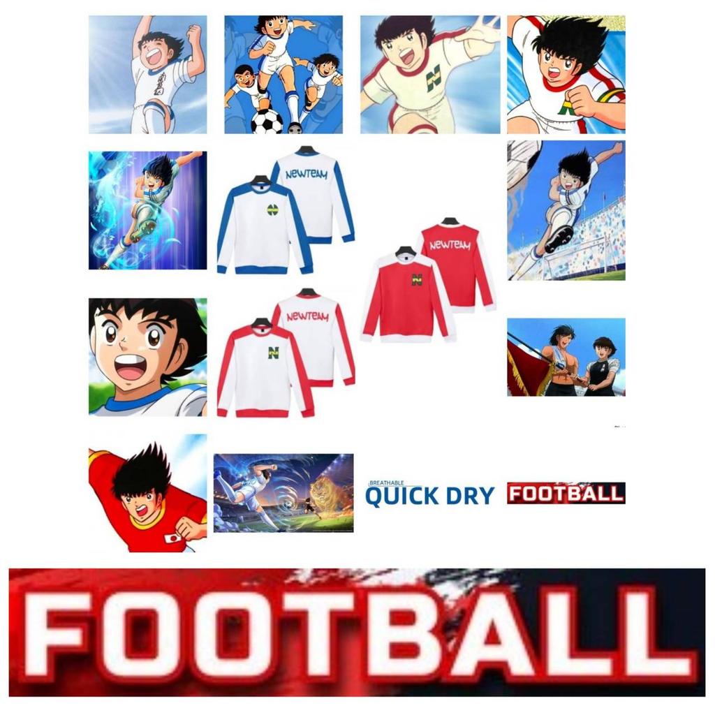 Captain Tsubasa Atom Hutton Football Soccer Sweatshirt Jacket Jersey Japan Cartoon Animation Print Breathable Quick Dry Vintage Long Sleeve Uniform