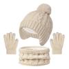 3Pcs/Set Kids Hat Scarf Gloves Set Colorful Twist Texture Hat Thickened Plush Lining Neck Gaiter Knitted Gloves Set