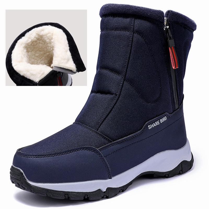 Fashion Snow Boots For Men Women Plush Warm Winter Boots Side Zipper Outdoor Hiking Shoes Cotton Boots Non-Slip Men Ankle Boots