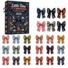 24 Day Countdown Calendar 24Pcs Christmas Advent with Retro 2D Flat Acrylic Bow Ornaments, Decorative Romantic Home Decor Accents Holiday Set for Tree