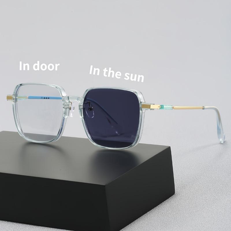 1 Pair Unisex Square Light-Sensitive Color-Changing Glasses for Phone & Computer - Stylish and Versatile Eyewear