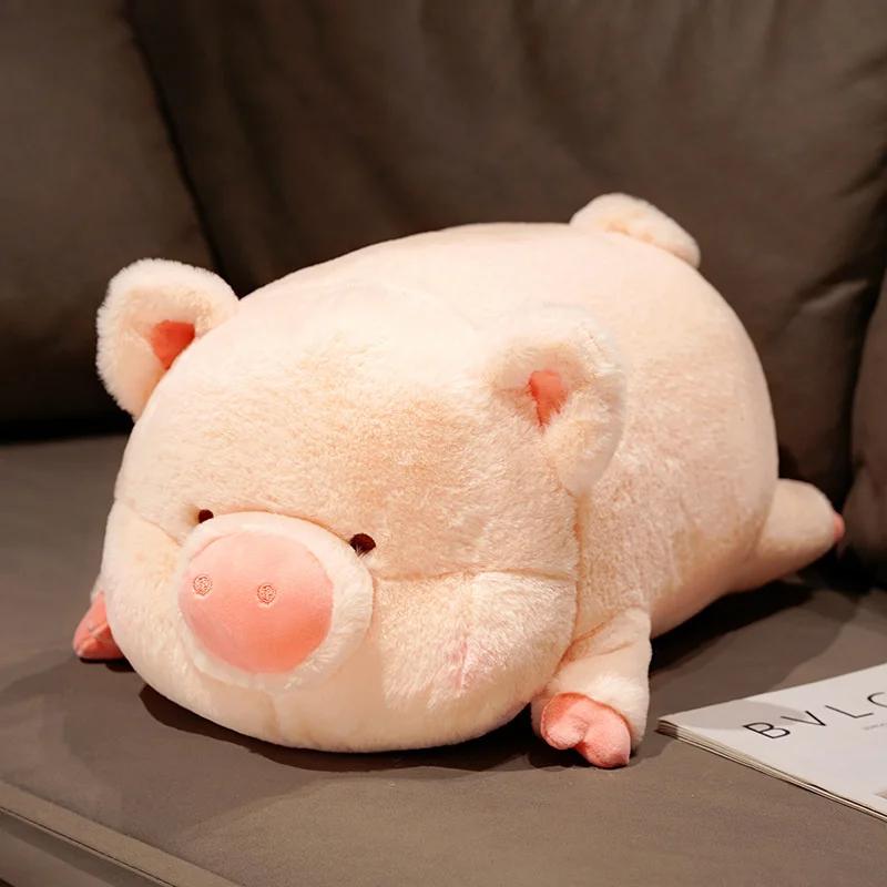 Furry Pig Plush Toy Stuffed Lying Piggy Plushie Doll Cartoon Animal Soft Touch Hug Pillow Cushion Kids Baby Birthday Gift