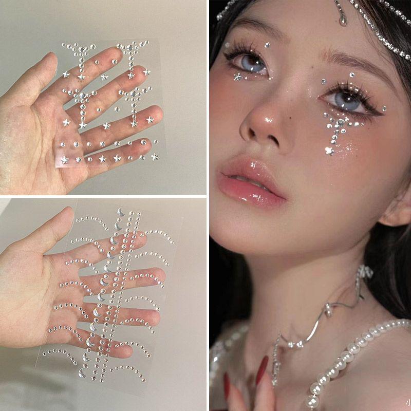 Rhinestone Face Makeup Stickers: Teardrop Eye Gems for Festivals, Concerts, and Stage Performances
