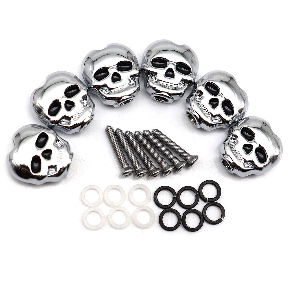 6Pcs Guitar Button Head Hat Handle Tuner Handle Metal Skull Shape Tuning Key Handle For Folk Electric And Acoustic Guitar