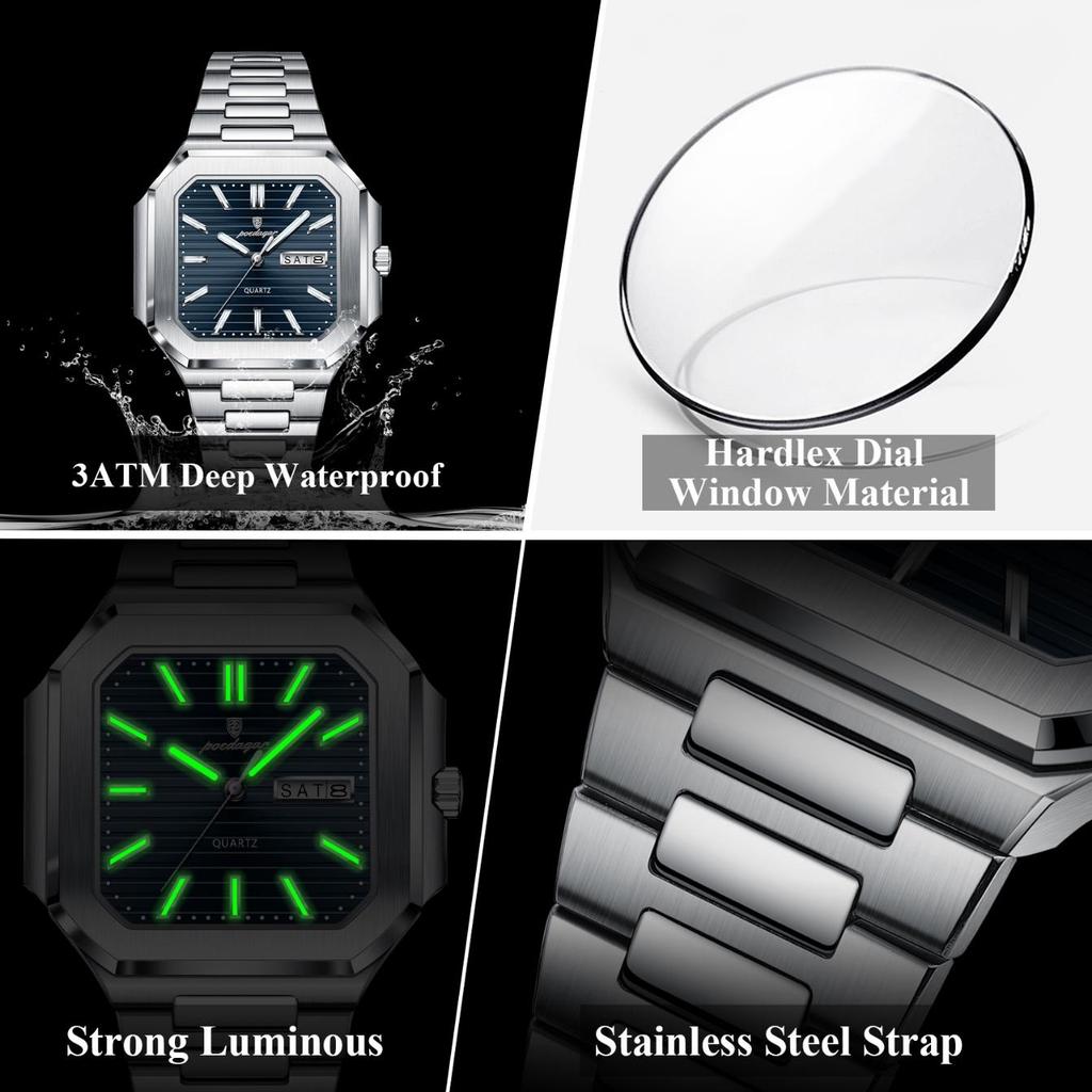 Fashion Men's Watch Waterproof Night Light Calendar Quartz Men's Watch Stainless Steel Luxury Business Men Watch