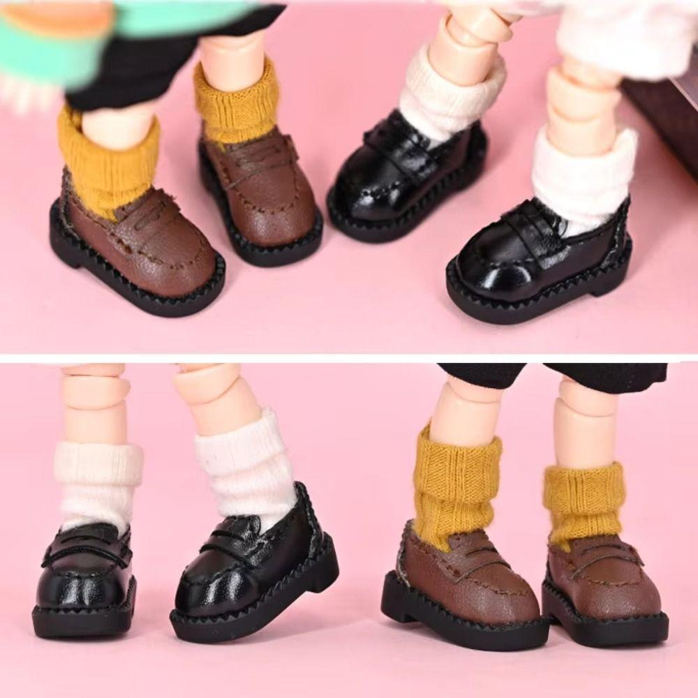 1pair Black Brown Ob11 Doll Shoes Cute Outfit Dolls Uniform Shoes Holala Gcs