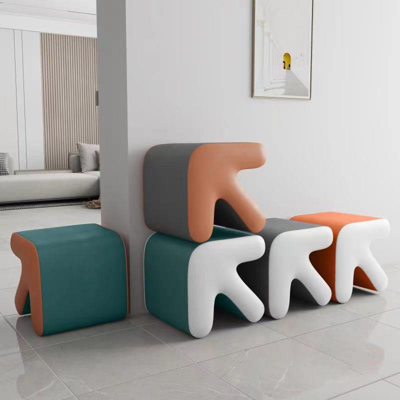 Light Luxury Stool Dual Use Multiple Colors Chairs Hallway Ottoman Living Room Furniture for Both Adults and Children