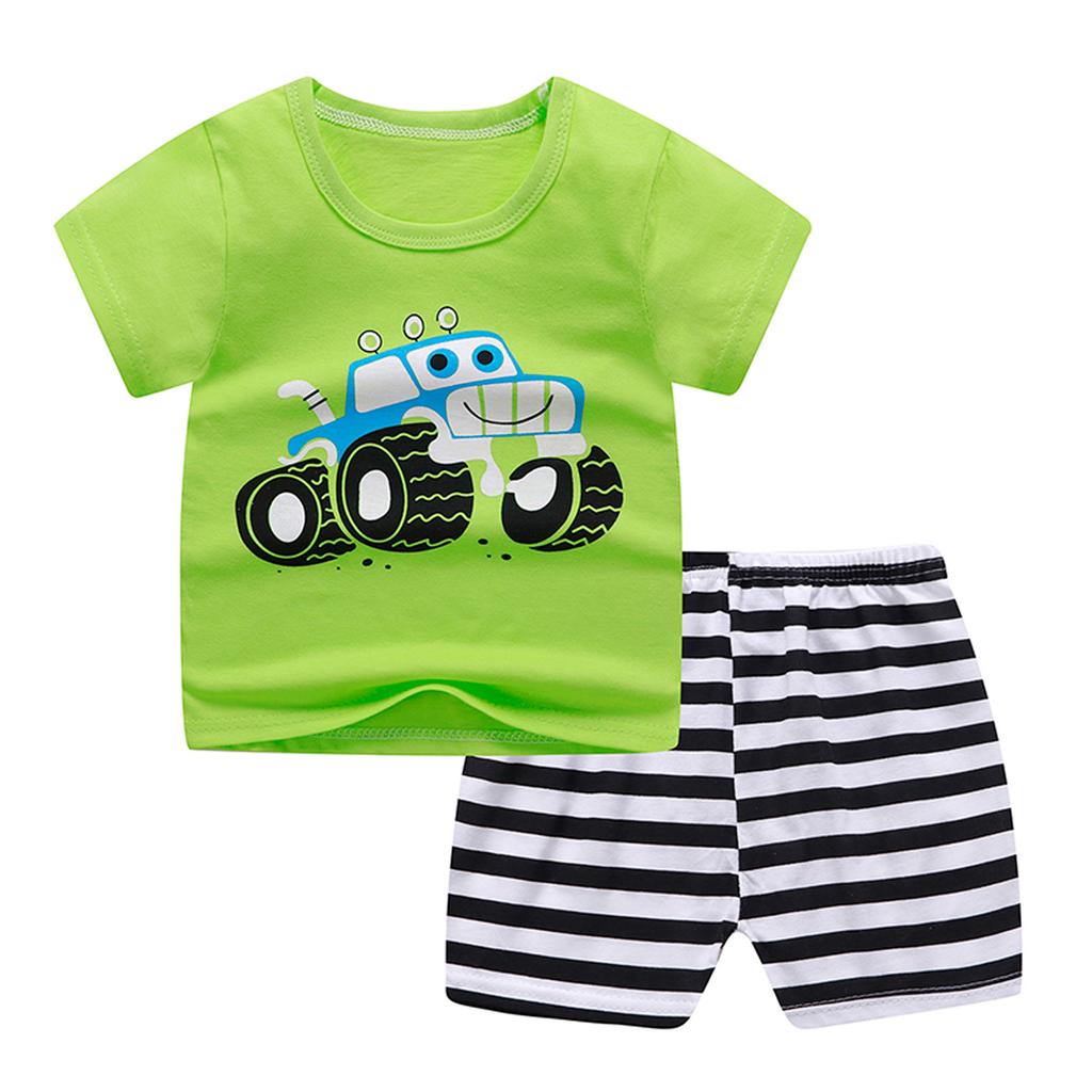 Toddler Baby Boys Girls Short Sleeve Cartoon T-Shirt+Shorts Outfits Set 0-3Y